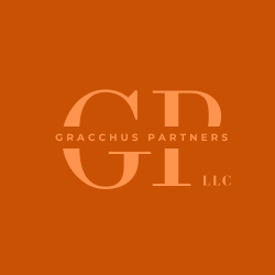 Gracchus Partners logo featuring "GP" in stylized font with "Gracchus Partners LLC" text, set against an orange background, representing the consulting firm's brand identity.